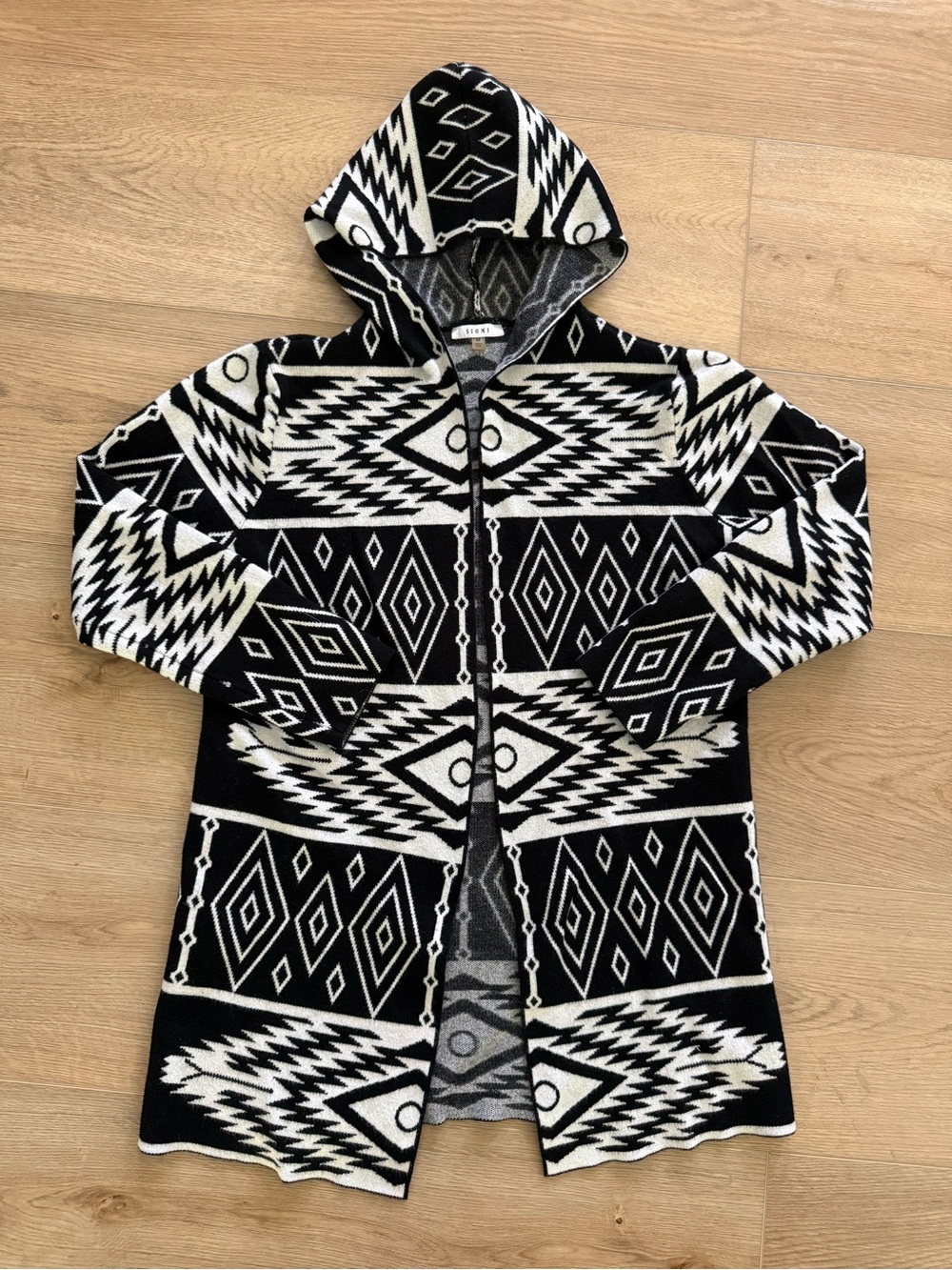 Sioni Southwestern Aztec Hooded Long Cardigan Duster Women’s M